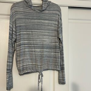 Sz S, Gap Love Blue Stripe Lightweight Hoodie Drawstring Waist